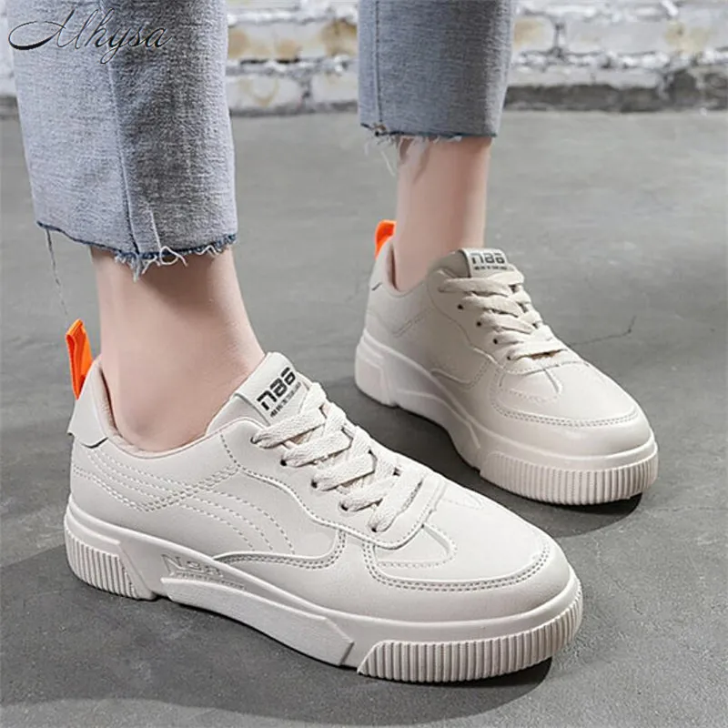 

Mhysa 2019 Women Sneakers Fashion Breathble Vulcanized Shoes Women Pu leather Platform Shoes Women Lace up Casual Shoes T230