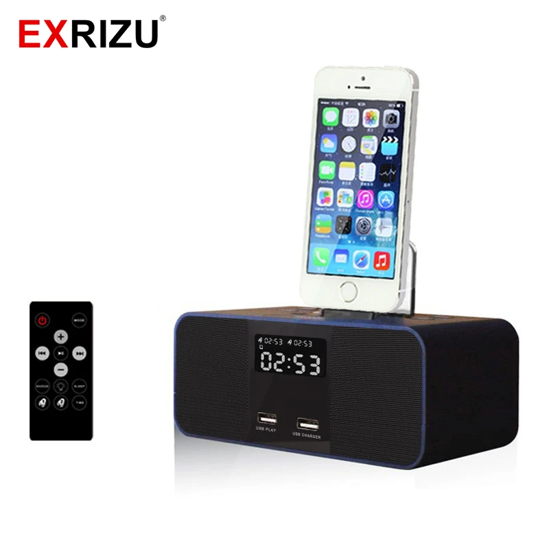S6 font b Wireless b font Bluetooth Speaker NFC Radio Alarm Clock Portable Audio Music 8