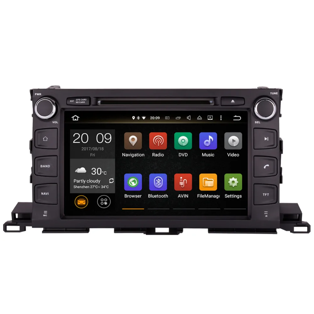 Android 8,0 Octa Core 4 Гб оперативная память Автомобильный gps навигация для Toyota Highlander/XU50 серии/Kluger-Радио Стерео DVD мультимедиа