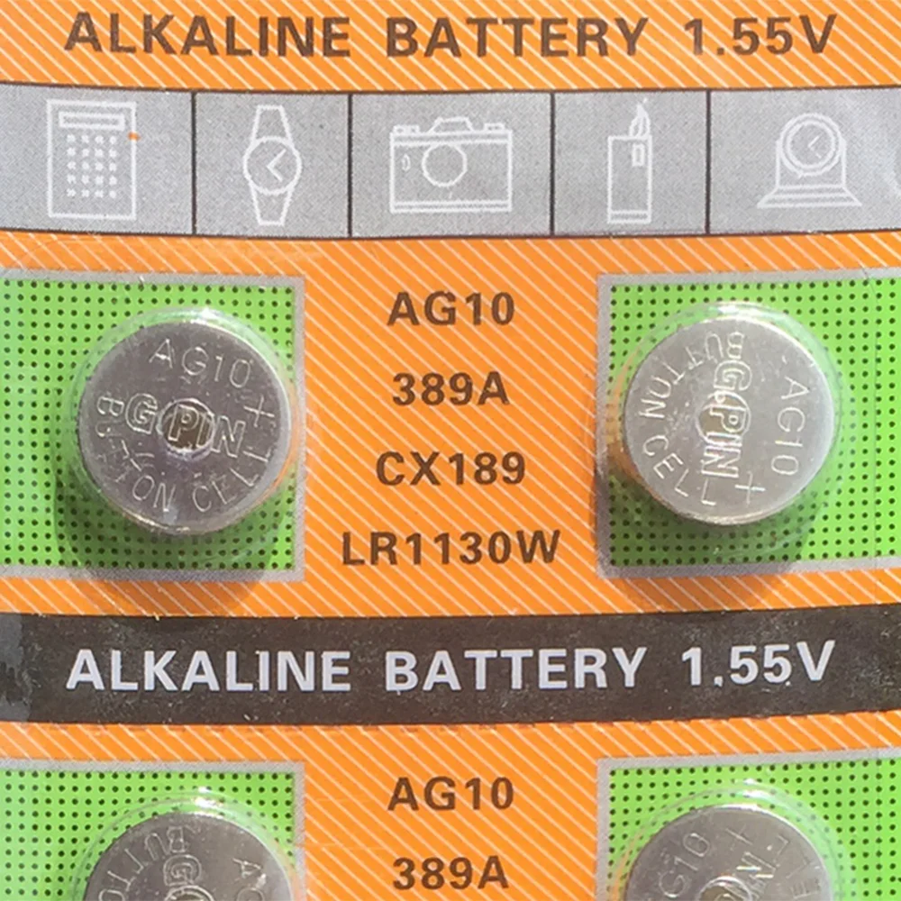 Дропшиппинг 20 шт./упак. AG10 батарея для монет LR1130 V10GA кнопка для монет 189 389 390 LR54 батареи