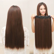 Long Straight Womens Lady One Piece 5 Clips in Hair Wig Wigs Party Aug6