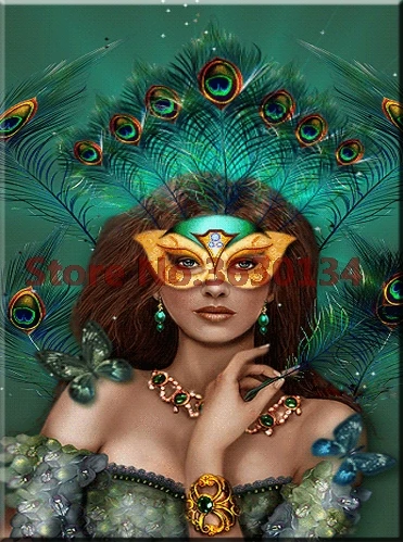 

5D Diamond Painting Peacock feather Mask Beauty Diy Diamond Embroidery Cross Stitch Needlework Handcraft Mosaic Home Decor