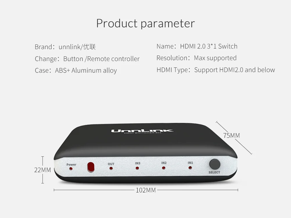 Unnlink HD mi Switch 3X1 HD mi 2,0 UHD4K@ 60Hz 10Bit HDR HDCP 2,2 3D 3 в 1 Out с ИК для Xbox one s X PS4Pro Smart Светодиодный tv mi box