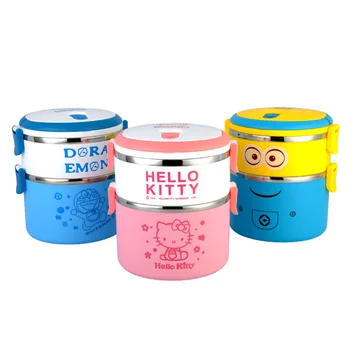 

Cartoon 3 Layer Lunch Box for Kids Food Container Bento Box LunchBox sets 1.7L Handle Stainless Steel for School