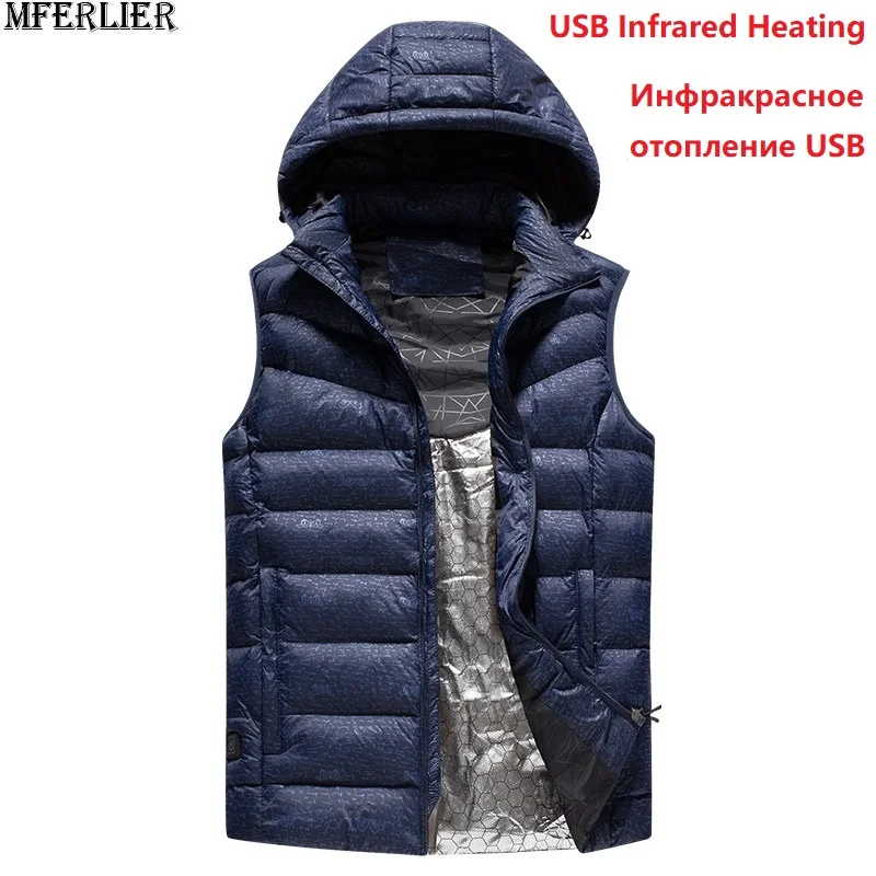 

MFERLIER Winter Men USB Infrared Heating Vests Jackets Carbon Fiber Electric Thermal high tech vests Out door warm Waistcoat 44