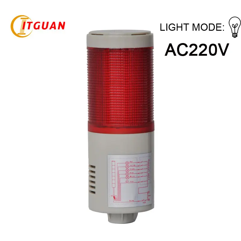

LTA-205 -1 AC220V 1 Layer incandicent warning tower light red with no sound Round Bottom