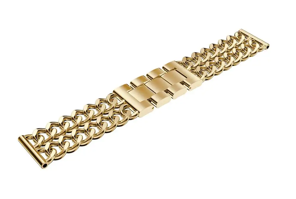 Для samsung Galaxy Watch 46 мм ремешок для часов Роскошная цепочка на ремешке из джинсовой ткани ремешок из нержавеющей стали Смарт-часы с заменой ремешка металлический ремешок черный - Цвет ремешка: gold