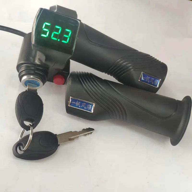 Красный voltmeter 12-120v+twist throttle+switch+lock battery voltage indicator for electric scooter bike tricycle ATV MTB mobility part - Цвет: Красный