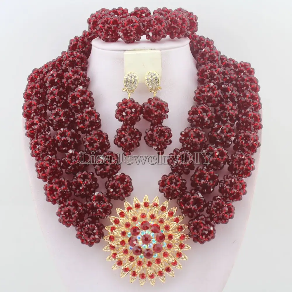 

Hot Crystal Beads Jewelry Sets Nigerian Wedding Beads Jewelry Set African Beads Jewelry Set HD3656