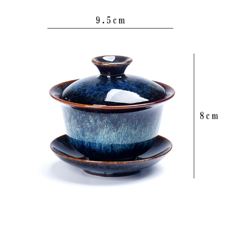 Цзиндэчжэнь красочные фламинго глазурованная Temmoku Gaiwan, чайная чашка, набор Да Хун Пао галстук Гуань Инь супница фарфор Молоко Улун керамика