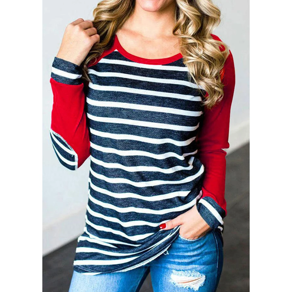 

2018 Striped Hoodie Sweatshirt Women Long Sleeve Shirts Female Clothing Womens Tops Plus Size Sweat Checkered Cotton Shirt Top