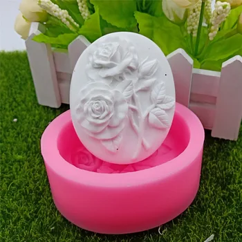 

Oval Design Rose Soap Mould Flower Silicone Mold for Natural Soap Making