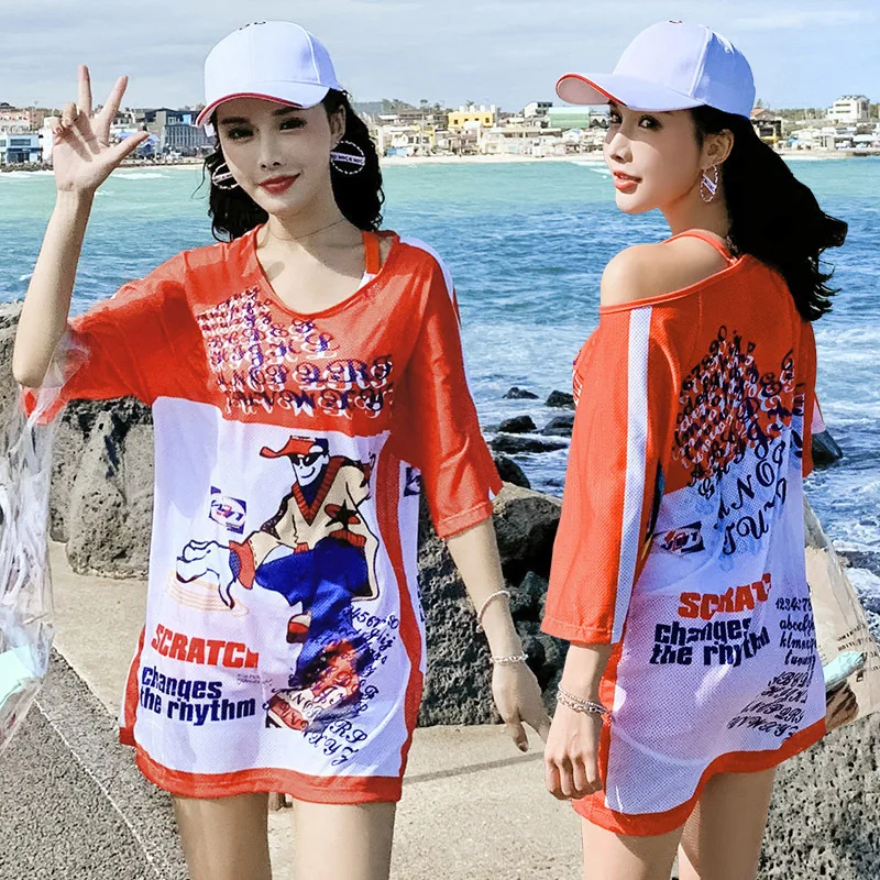 

Woman Swimming Wear Kaftan Surfing For Womens Swim Suits Women's Rash Guard Summer Two Pieces Tankini Sports Skirt Split Female