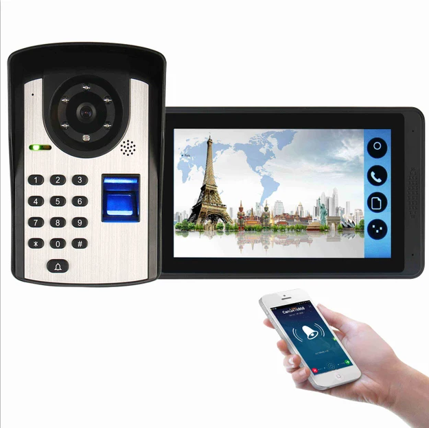 618FD11 Yobang Security Video Intercom 7 Inch Monitor Wifi Wireless Video Door Phone Doorbell RFID Password Fingerprint Camera System - Цвет: 618FD11