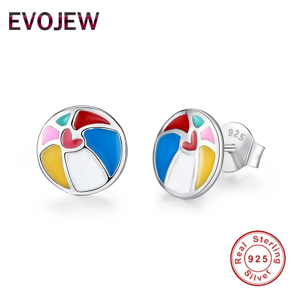EVOJEW 2019 серьги для девочек модные 925 пробы Серебряный многоцветный Мини рисунок