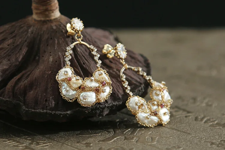 personality new boho shaped pearls handmade earrings women's fashion earrings