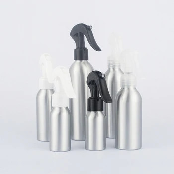

30pcs/lot 40ml silver aluminum bottles with trigger pump 40cc empty metal sprayer bottles liquid containers with spray
