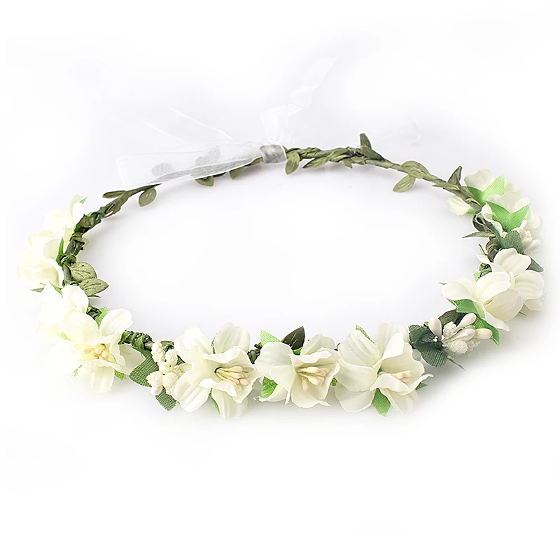 

M MISM 2019 New Brand Fashion Flower Wedding Headband Summer Hair Accessories Ribbon Headwear Women Princess Crown Wreath Band