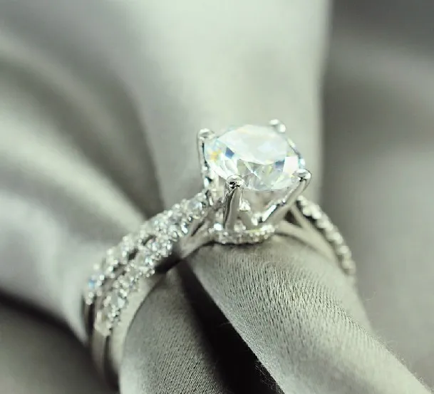 Charles& Colvard 1.5Ct Moissanite кольцо твердое 18 К 750 Белое золото Awesome обручальное украшение для женщин AU750 свадебное