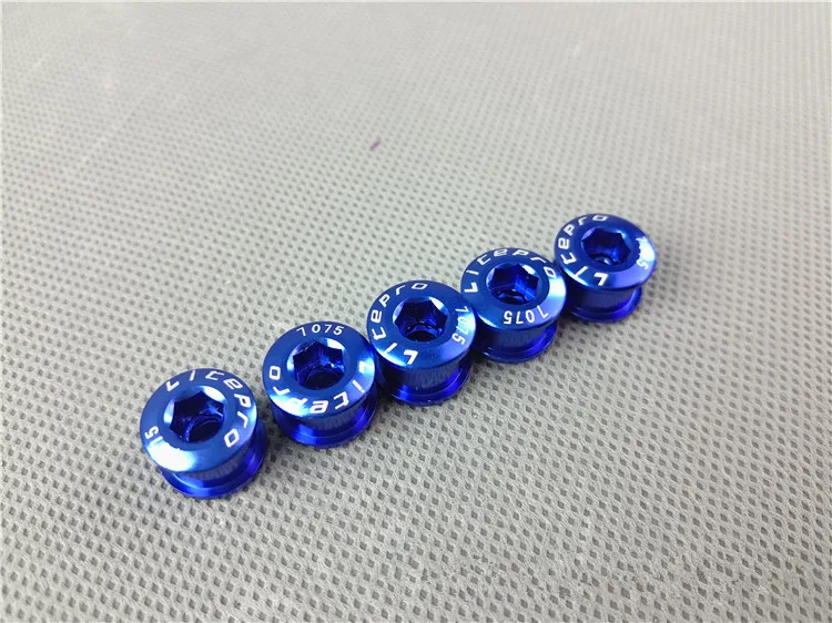 blue MTB шатун для велосипеда, винты для цепных колес, сплав, CNC 7075, цепное кольцо, Колесный болт, запчасти для велосипеда, 5 шт - Цвет: blue