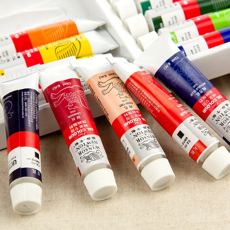 Barteen 12/18 Artist Oil Color Paint Set 12ml Tube Tips and Techniques Oil Paints for Student and Artist