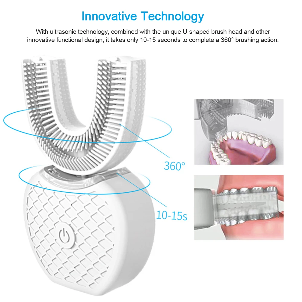 360 градусов Ультразвуковая электрическая автоматическая ленивая зубная щетка для отбеливания зубов, чистящие инструменты для ухода за полостью рта, без ручки, щетка высокого качества