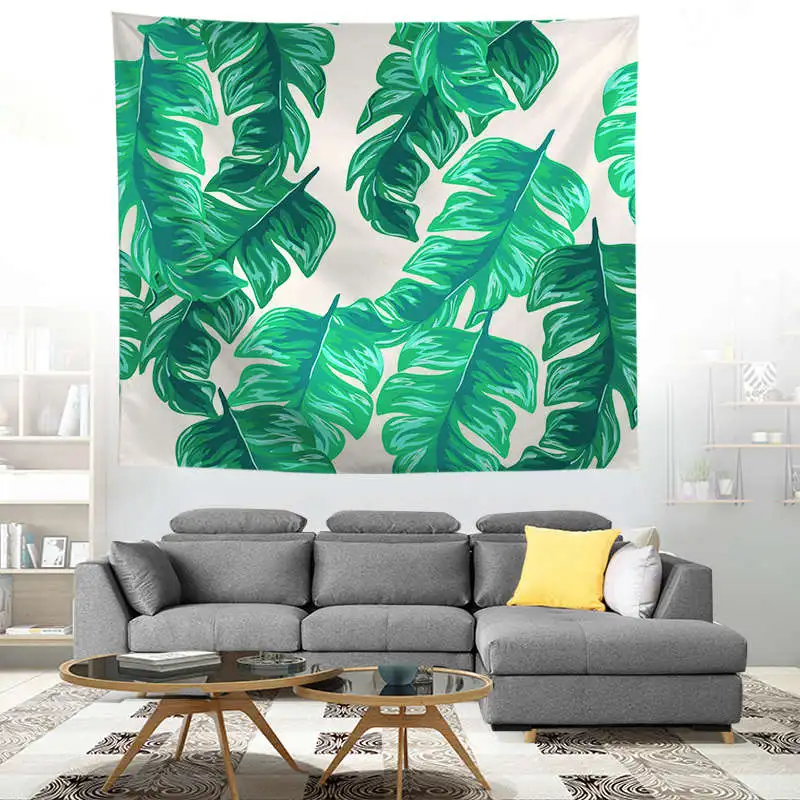 ZEIMON 3D зеленый гобелен с изображение листьев тропических растений настенный дом домашний декор гобелены скатерть покрывало протез ковер