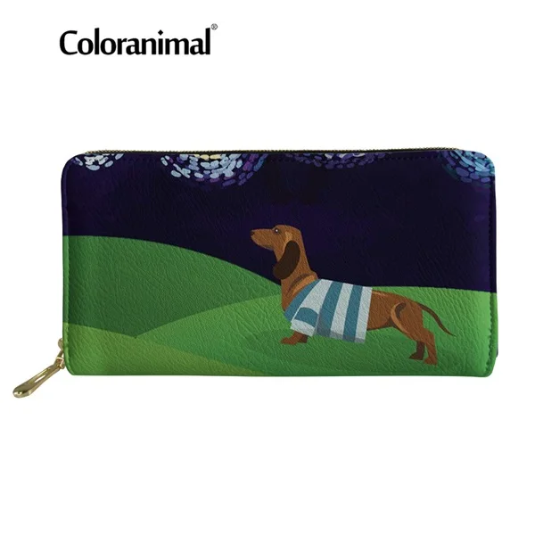 Coloranimal Dachshund Dog Women Large Capacity Handbag 3D Animal Print Brand Design 2Pcs Set Shoulder Bag Lady Leather PU Wallet 