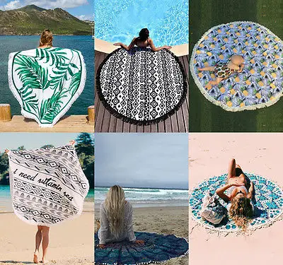 

Cool Round Mandala Indian Hippie Boho Rug Beach Picnic Throw Towel Mat Blanket K Printed beach sea sighting Rug