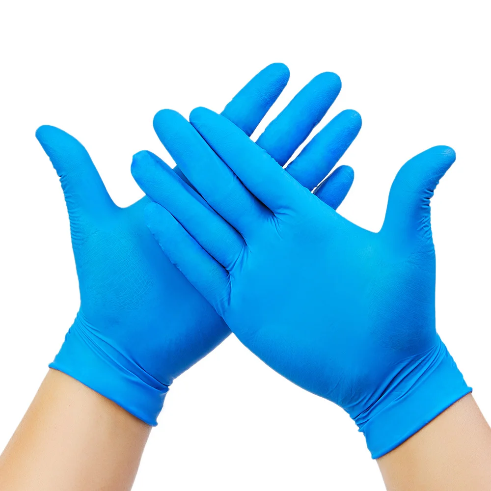 

100pcs Powder-free blue disposable nitrile gloves waterproof work gloves