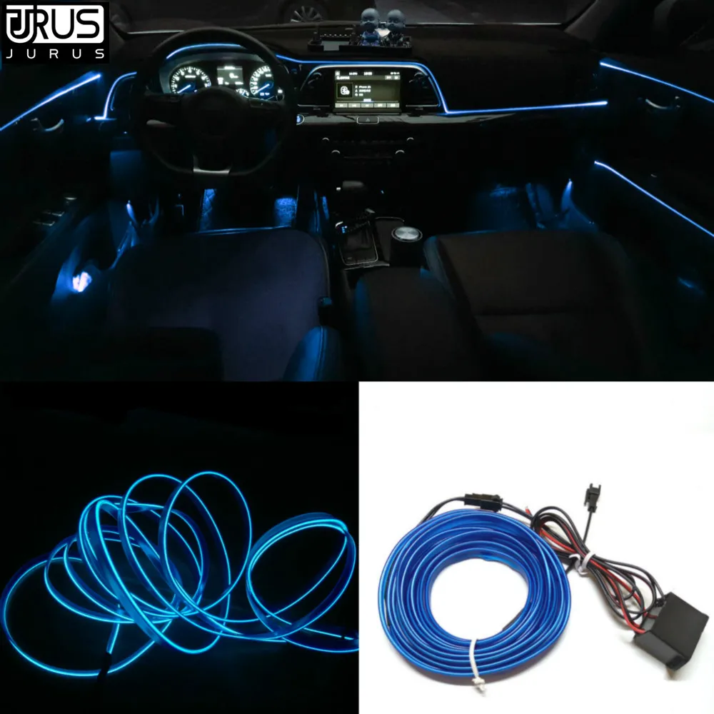 2M 12V Car Vehicle Ambient Interior Orange Cold Light Strip Atmosphere Neon Lamp
