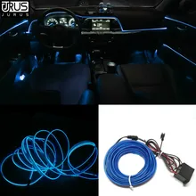 5M Auto Car Interior LED EL Wire Rope Tube Line flexible neon light glow el salon flat led strip Pathway Lighting Free shipping