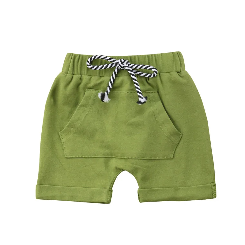 Повседневные Шорты Для маленьких мальчиков и девочек штаны-шаровары, свободные брюки для бега, шорты - Цвет: Зеленый