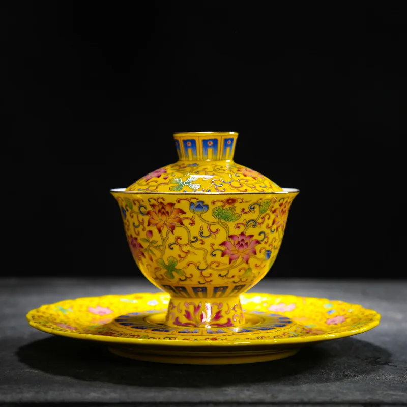 Чайный набор с эмалью чайные чашки Gaiwan традиционный керамический чайный