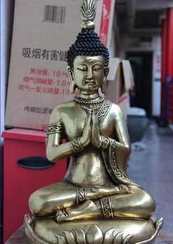 

150401 S0279 19 Tibet Buddhism Copper Bronze Gild Thailand Buddha Sakyamuni Amitabha Statue
