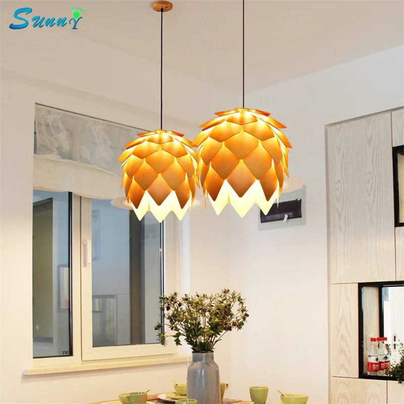 

American Modern Indoor Lighting Led Pendant Lights Wood Restaurant Bar Coffee Living Dining Room Kitchen Hanging Light Fixtures