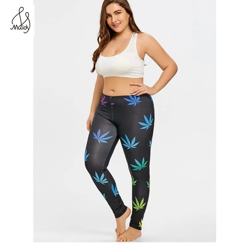 

Woman's Leggings Fashion Sexy Casual Leggings Leaf Printed High Highly Elastic Leg Large Size 3XL 4XL 5XL Fitness Legging Maidy