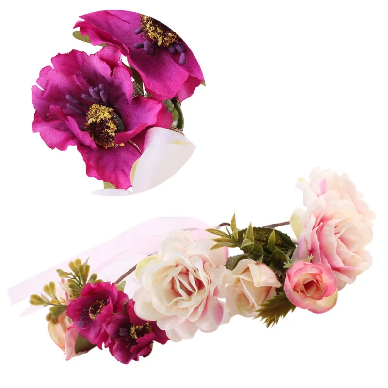 Headband Flower Crown Match Garland Hair Band Accessories for Mom anad Kids Flower Headband Newborn Baby Hot