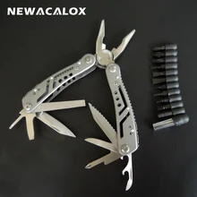 NEWACALOX Multifunction Pliers with Screwdriver kit Pocket Multi Hand Tools Hunting Outdoor Crimping Survival Knife Cutting Fold