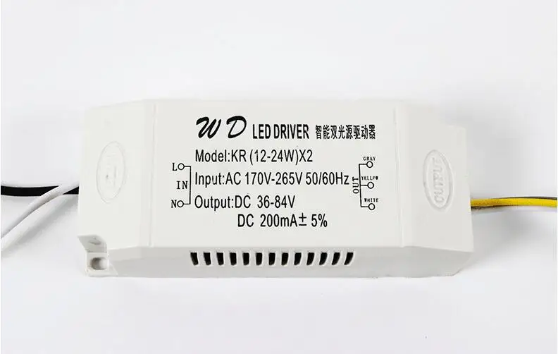 Светодио дный Мощность драйвер 220 В 12-24W * 2 белый + теплый белый неизолированный постоянного тока для верхнего света источника питания