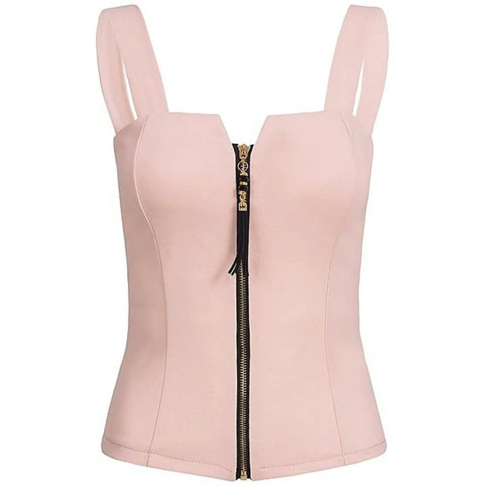 

Casual Women Crop Top Thin T Shirts Plus Size Sexy Summer Tops Women's Sleeveless Fashion Female Vest Camisole Zipper Tank Top