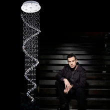 Люстра и подвески led хрустальная люстра Элегантный освещения лестницы Домашнее освещение подвесные хрустальные люстры Подвесной светильниклофт Потолочные светильники и люстры современные люстры Люстры классика