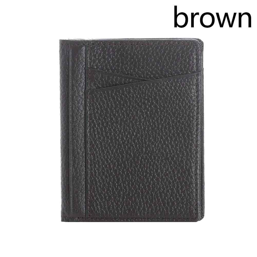 Модные Для мужчин тонкий кожаный ID/кредитной держатель для карт Двойные передний карман кошелек с RFID блокировки Бизнес держатель для карт - Цвет: brown