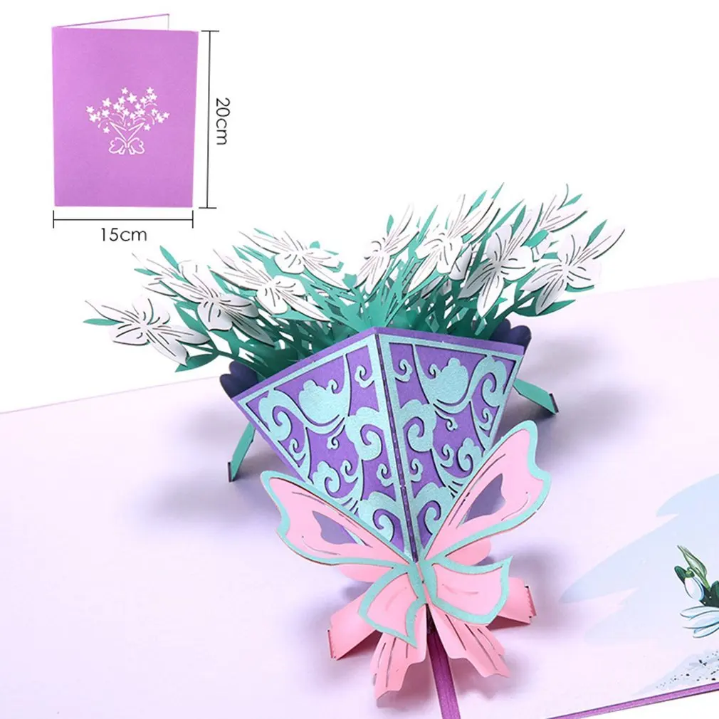 3D всплывающие карты цветочный букет гардения День Святого Валентина открытки ручной работы свадебные поздравительные открытки для юбилея День рождения карты
