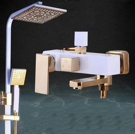 

JOMUWA luxury white and chrome modern shower set best bath rainfall shower faucets white and black waterfall faucet shower