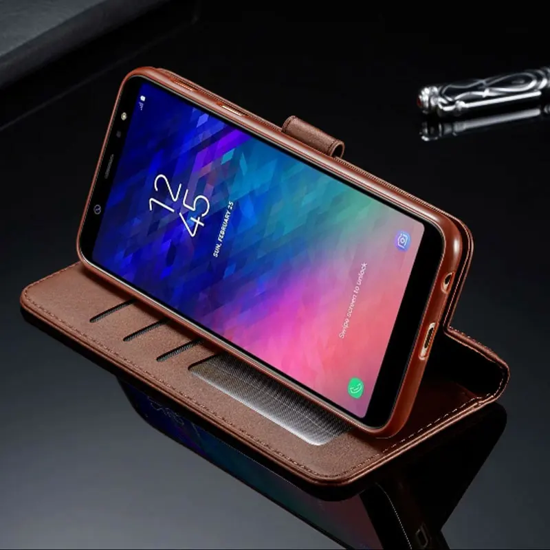 Кожаный чехол книжка с откидной крышкой в стиле ретро для Samsung Galaxy A7 2018 держатели