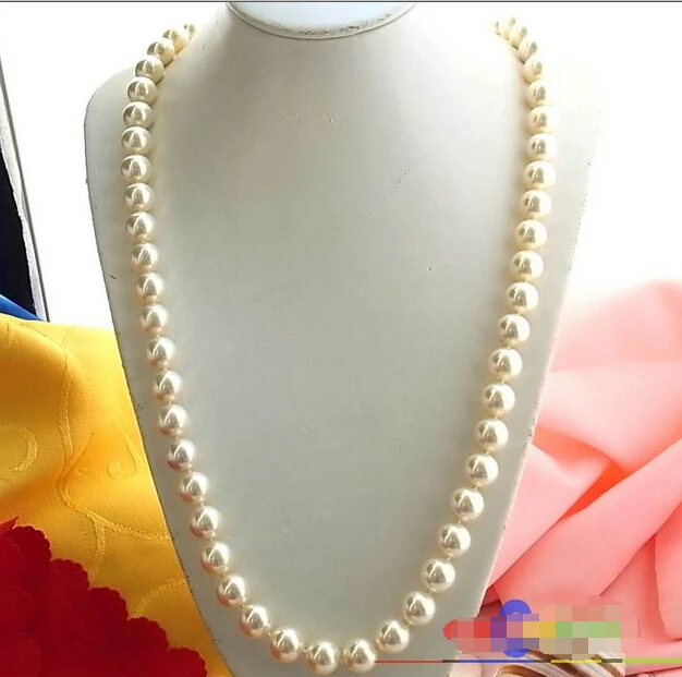 

32" 14MM CHAMPAGNE ROUND SOUTH SEA SHELL PEARL NECKLACE^^^@^Noble style Natural Fine jewe FREE SHIPPING