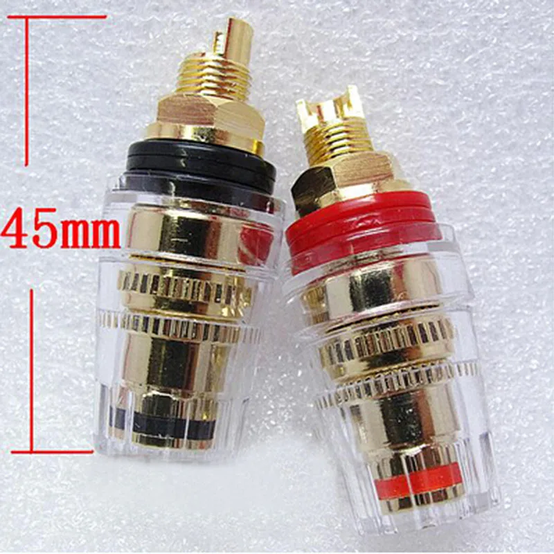 A pair 45mm Banana connector Gold-plated Banana plugs sockets Copper terminal for Stereo speakers