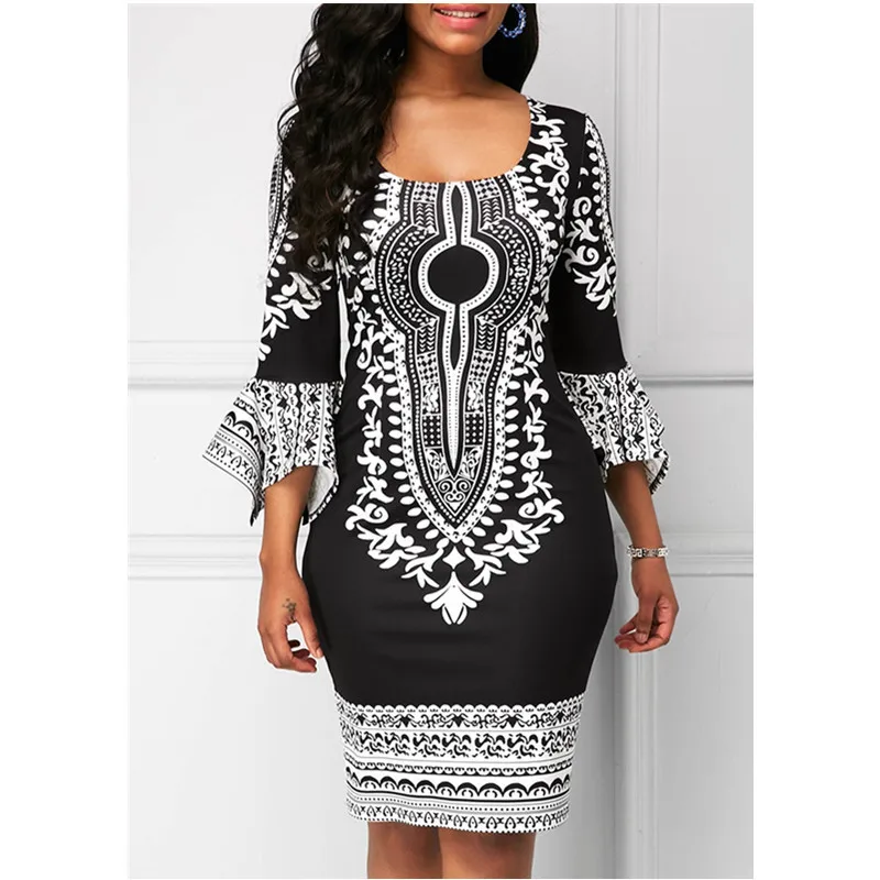 

2019 new sexy fashion african women printing plus size dress