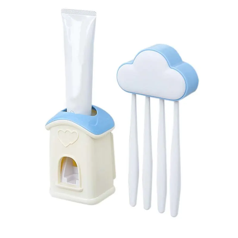 

Loozykit High Quality Automatic Toothpaste Dispenser Bathroom Accessories Wall Mount Stand Family Toothbrush Holder Set Home